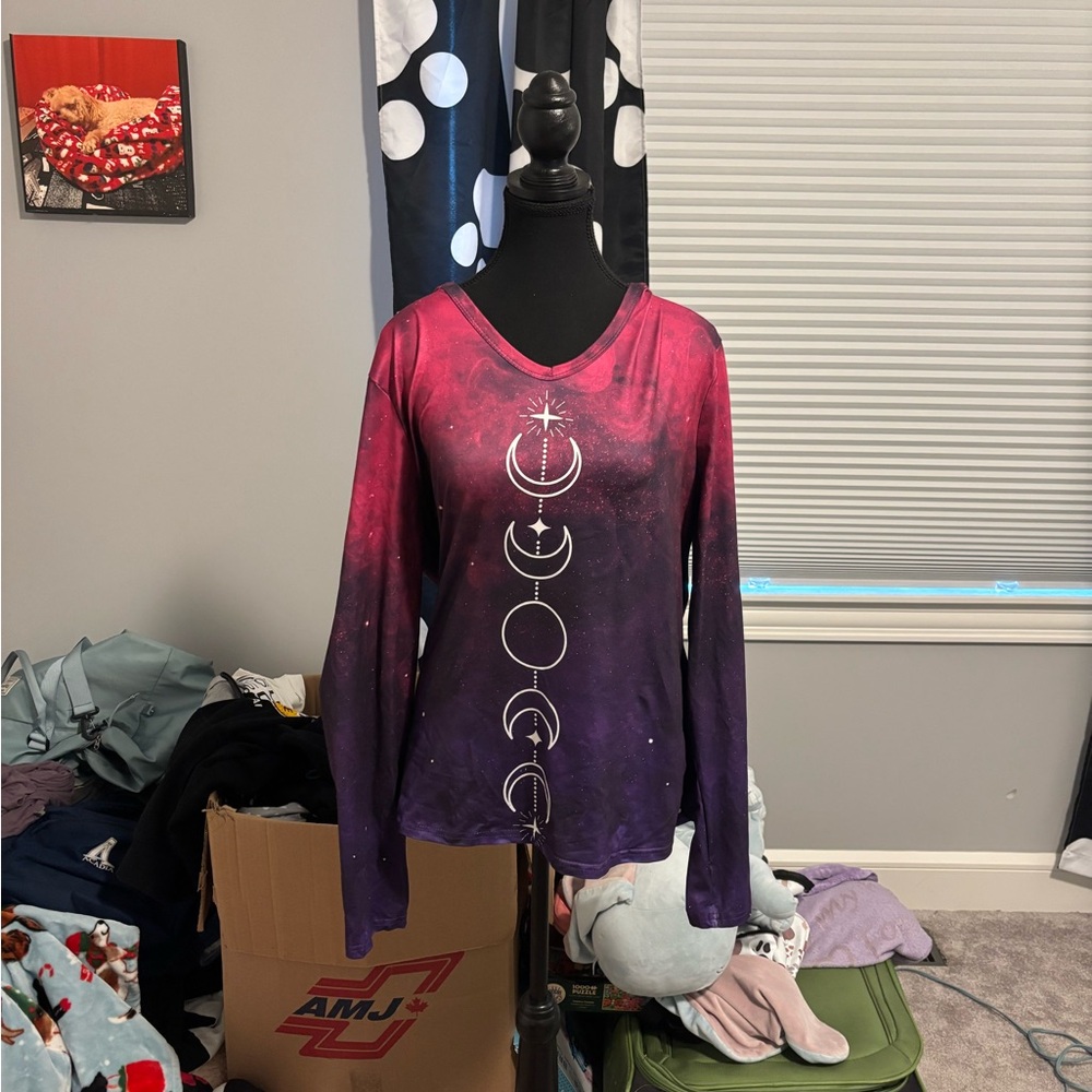 Galactic Long Sleeve Tee in Red and Purple
